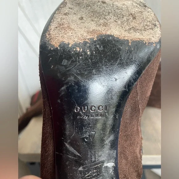 Gucci tall brown suede leather boots with classic web detail size 37 - Picture 15 of 15